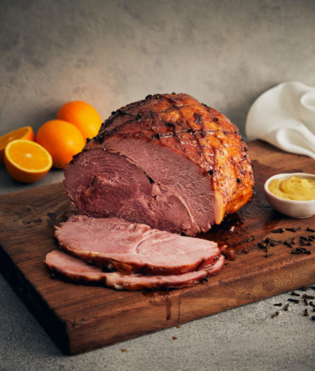 Christmas glazed ham joint