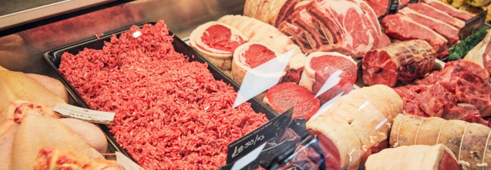 British Butcher's counter at a Hereford farm shop